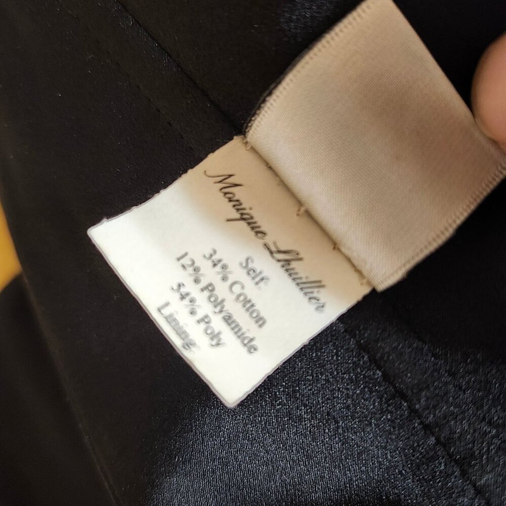 Monique Lhuillier Womens 6 Black Strapless Peplum Top Beaded Textured Zip USA - Picture 11 of 14